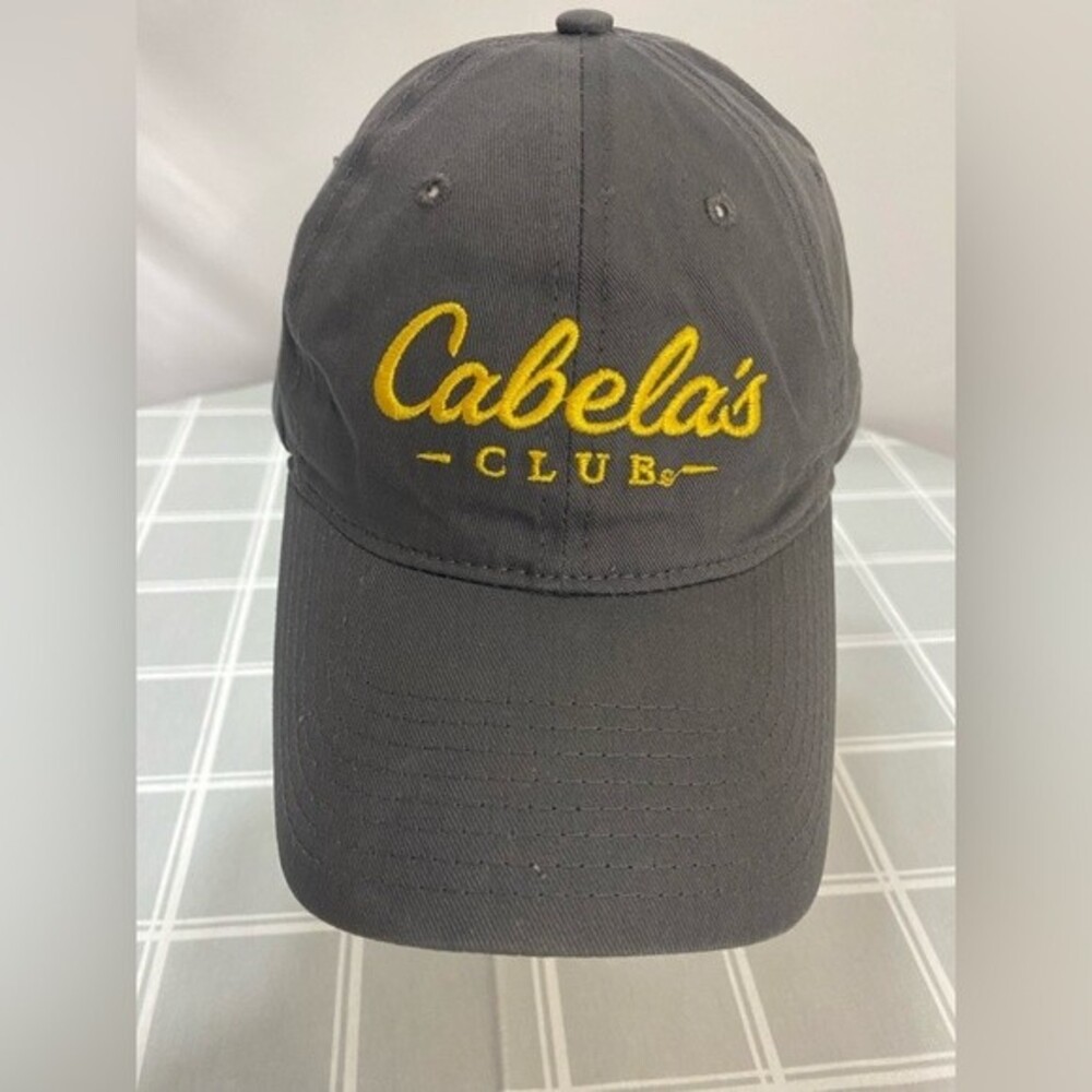 Cabelas Club Grey Adjustable Strap Hat Baseball Cap Embroidered